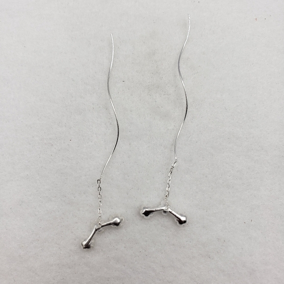 Sterling Silver Threaded Flower Drop Earrigns Dangle Minimalist Simple Jewelry - Picture 4 of 6